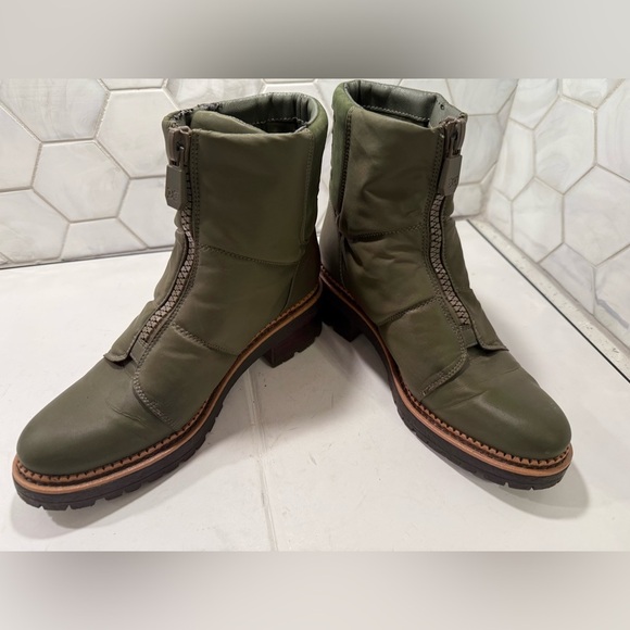 Sam Edelman Shoes - Sam Edelman Jalissa Army Green Waterproof Puffer Boots Leather & Fabric Size 6.5